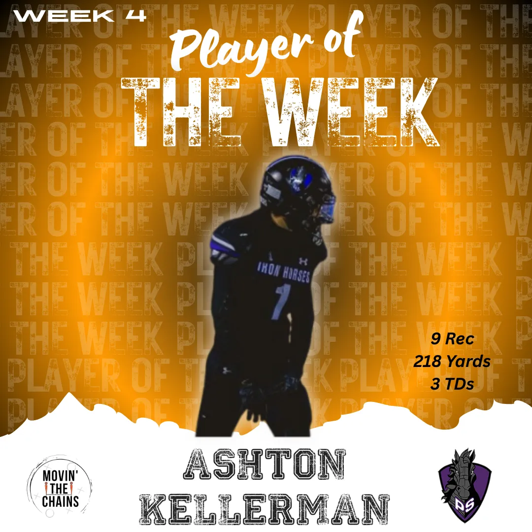 Movin' The Chains Week 4 Player of the Week: Ashton Kellerman, Philip Simmons. 9 rec 218 yards 3 TDs.