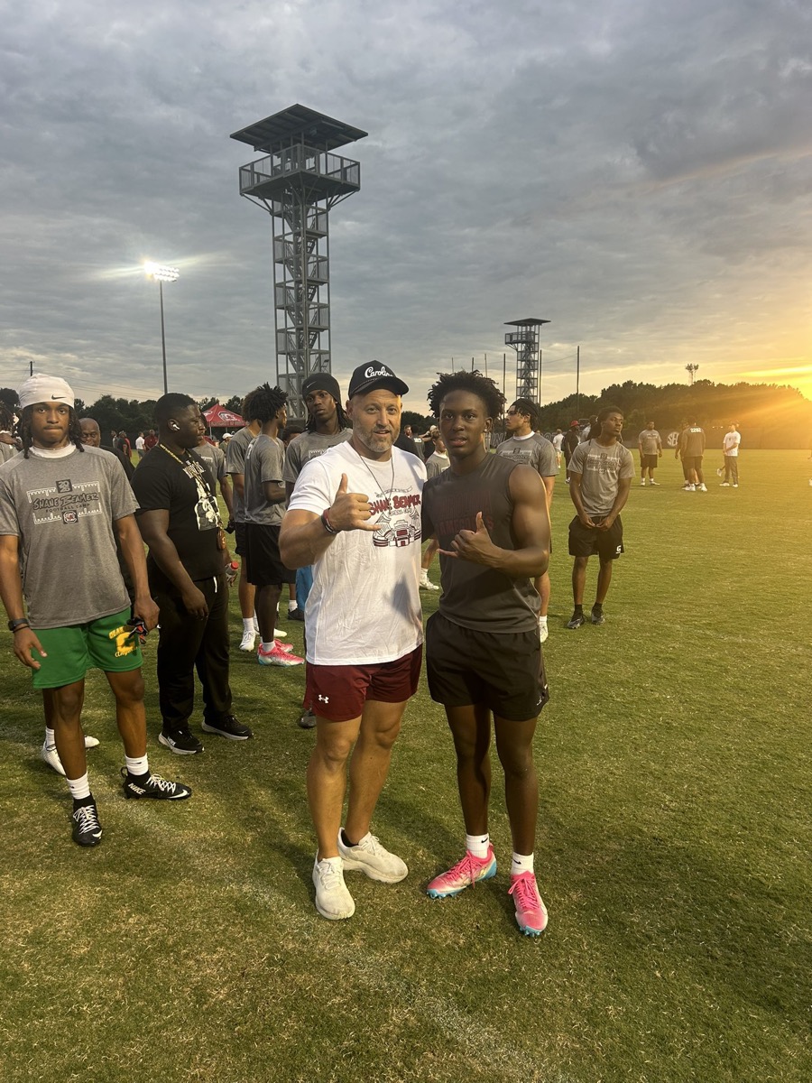 Nick Gordon at a South Carolina football camp at sunset